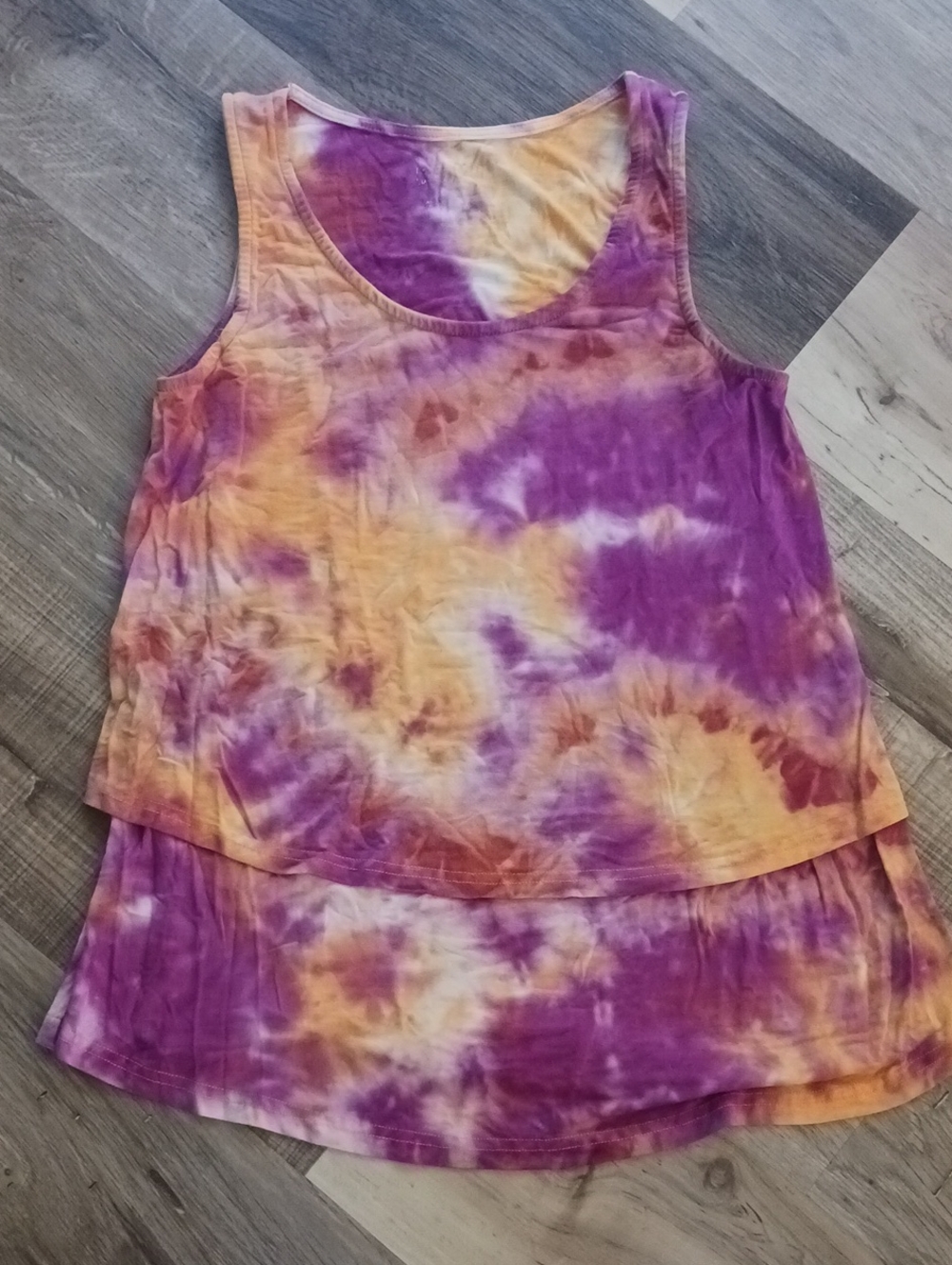 Latched Mama Purple & Orange Tie-Dye Layered Tank